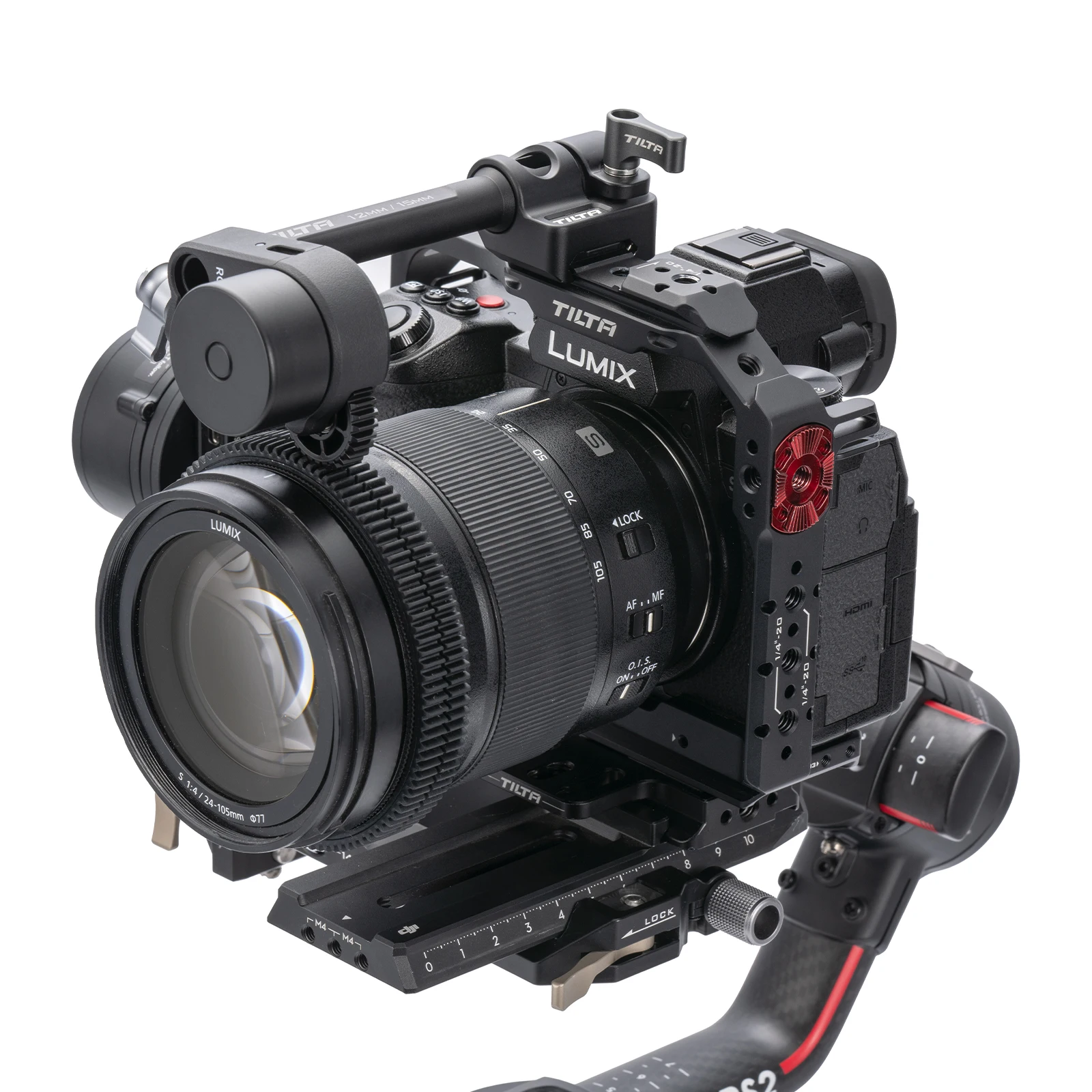 TILTA TA-15R-12R-B 15mm a 12mm Adaptador de haste DJI 12cm /20cm preto para o motor DJI Follow Focus