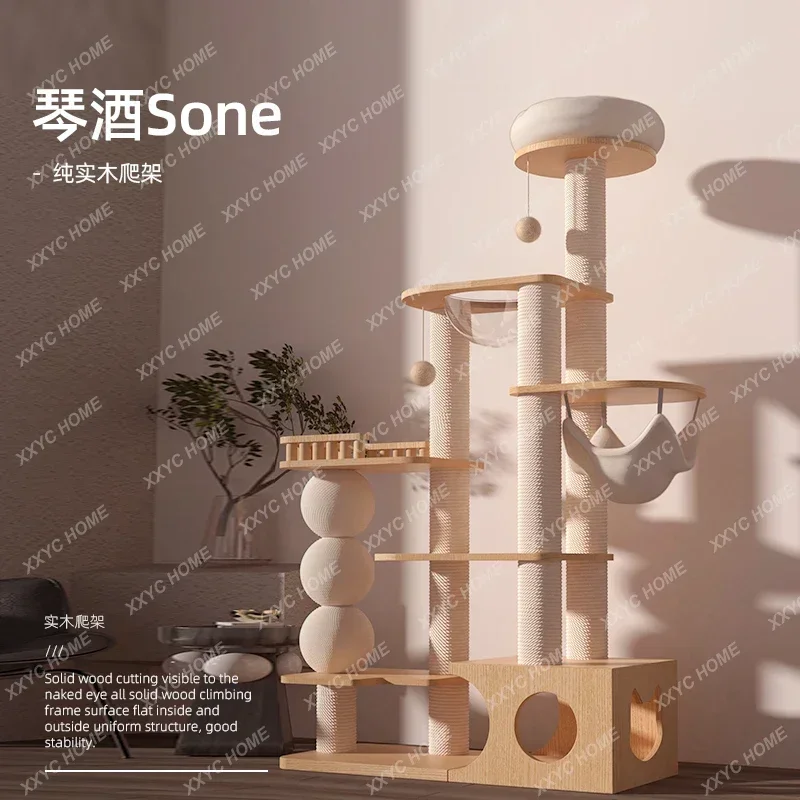 

Super large solid wood cat climbing frame cat nest cat tree is stable in one piece, and cats are universal in all seasons