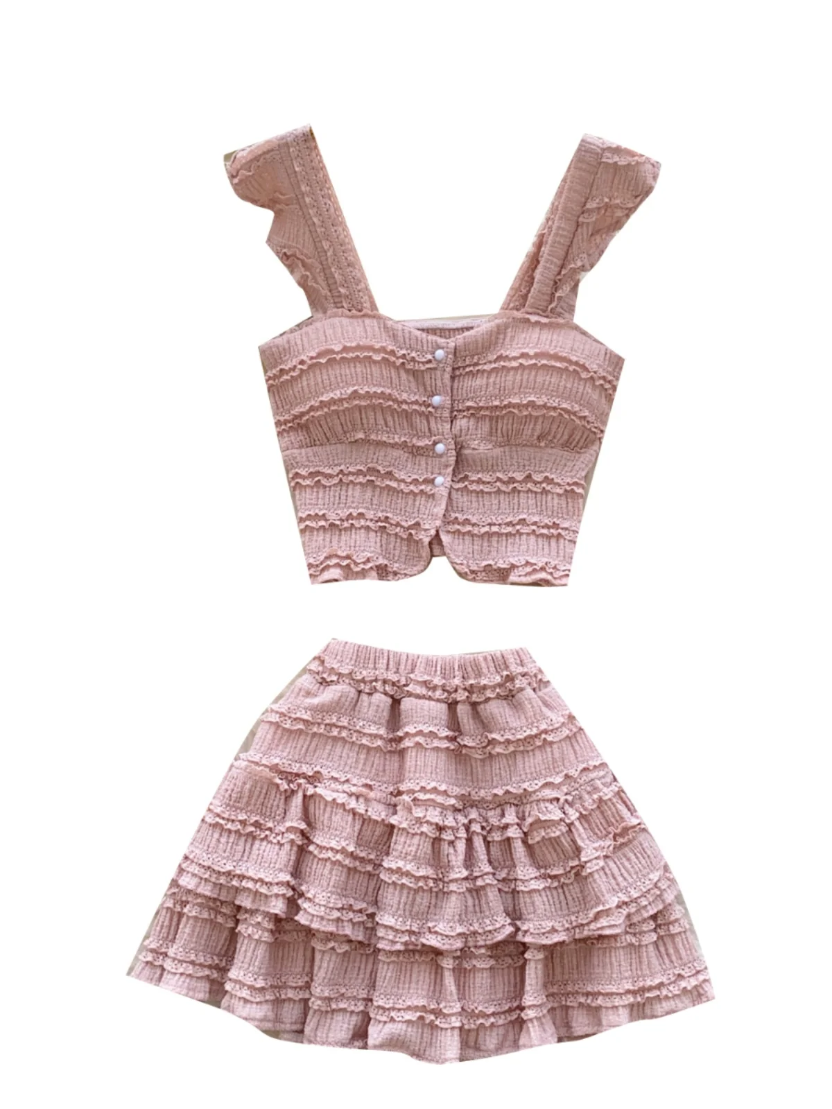 

Spicy Girl Sle ature Wood Design Pure Desire Set Women's Strapl Tube Top Tank Top plus High Waist Skirt