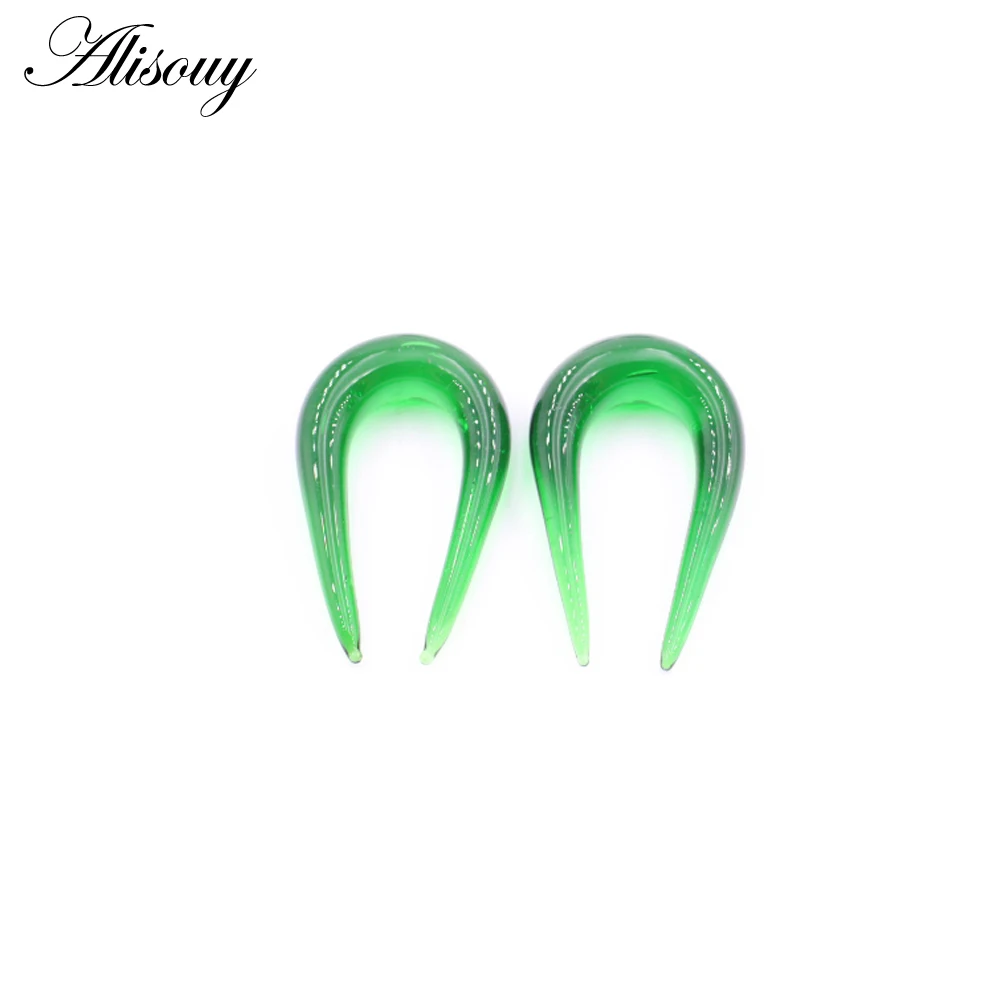 Alisouy 2PCS 6-10mm U-shaped Glass Ear Clip Weight Plugs Stretcher Expander Tunnels Tapers Guages Earrings Body Piercing Jewelry