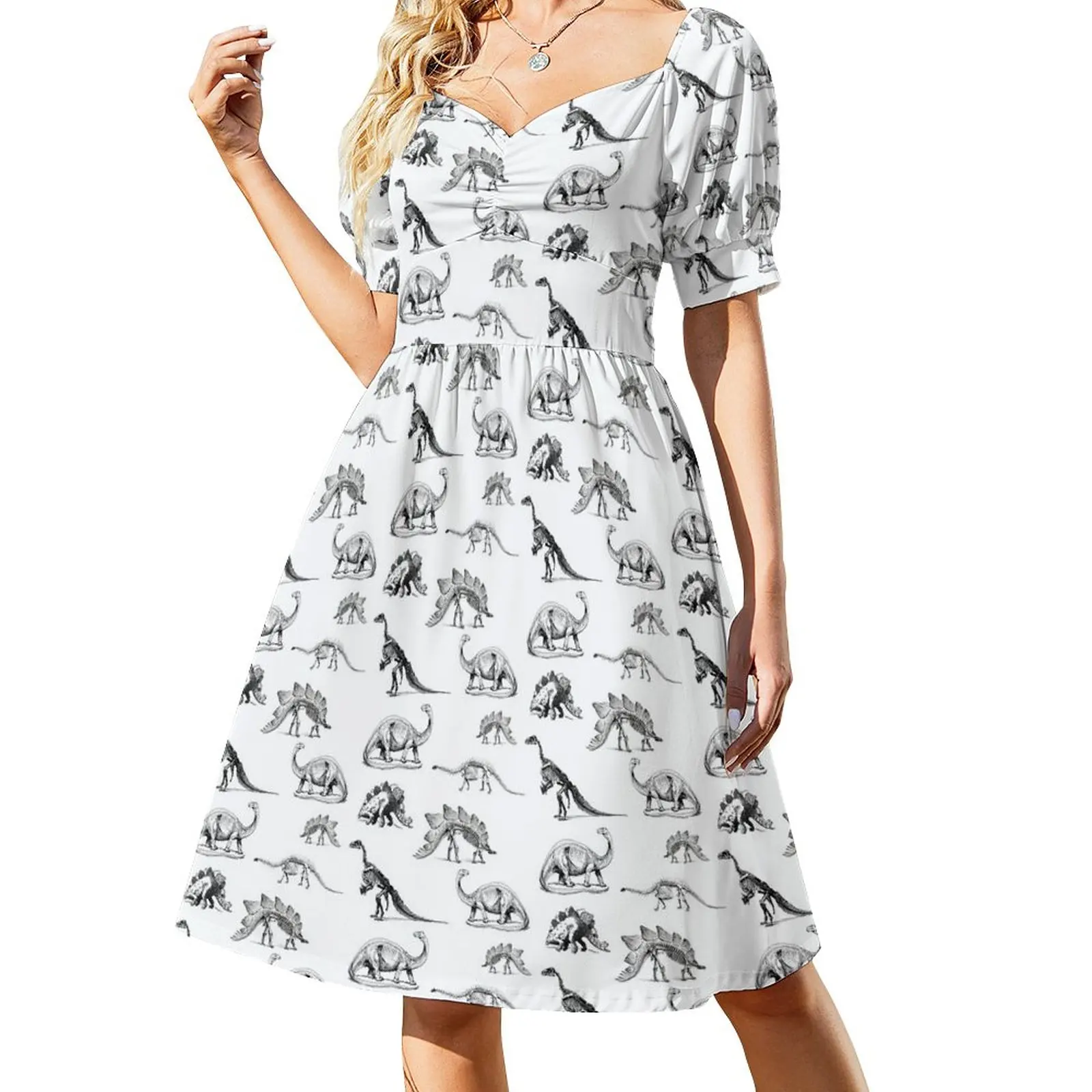 

Vintage Museum Dinosaurs | Black and White Sleeveless Dress dresses for woman 2023 Women's summer dresses