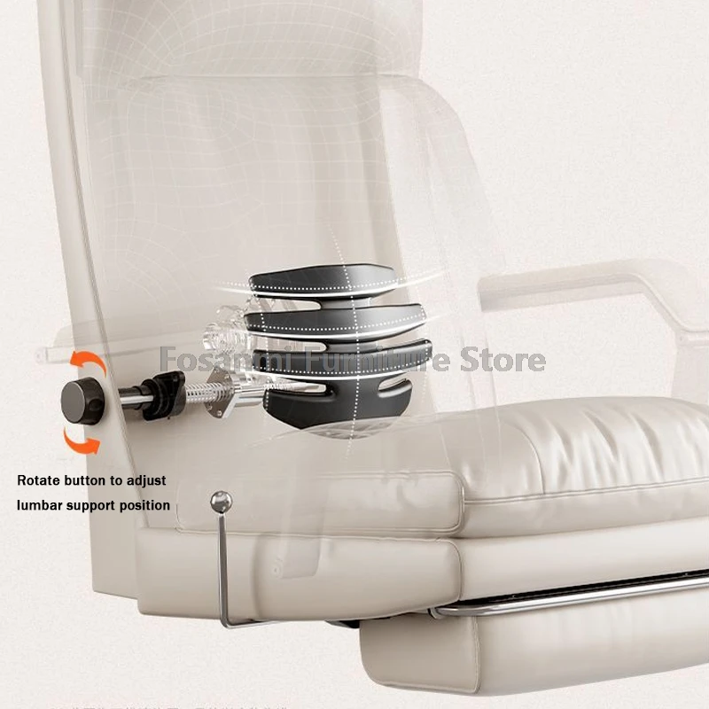 เก้าอี้สํานักงานตามหลักสรีรศาสตร์ปรับมุมพนักพิงและความสูงปรับเก้าอี้คอมพิวเตอร์หนังนุ่มเก้าอี้เล่นเกมพร้อมที่วางเท้า