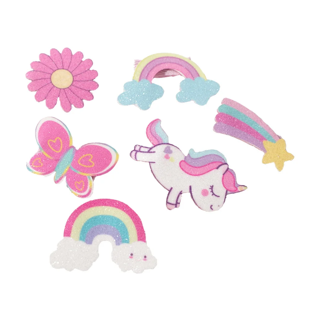 

6Pcs Kids Glitter Hair Clips Unicorn Cartoon Side Clip Baby Girls Hairpins Hair Accessories for Parties Kids Hairpins