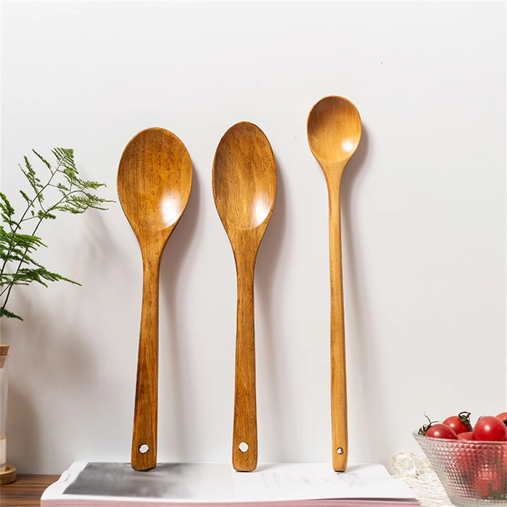 1/2PCS Wooden Spoon Bamboo Kitchen Cooking Utensil Tool Soup Teaspoon Catering For Kicthen Wooden Spoon Tableware Kitchen