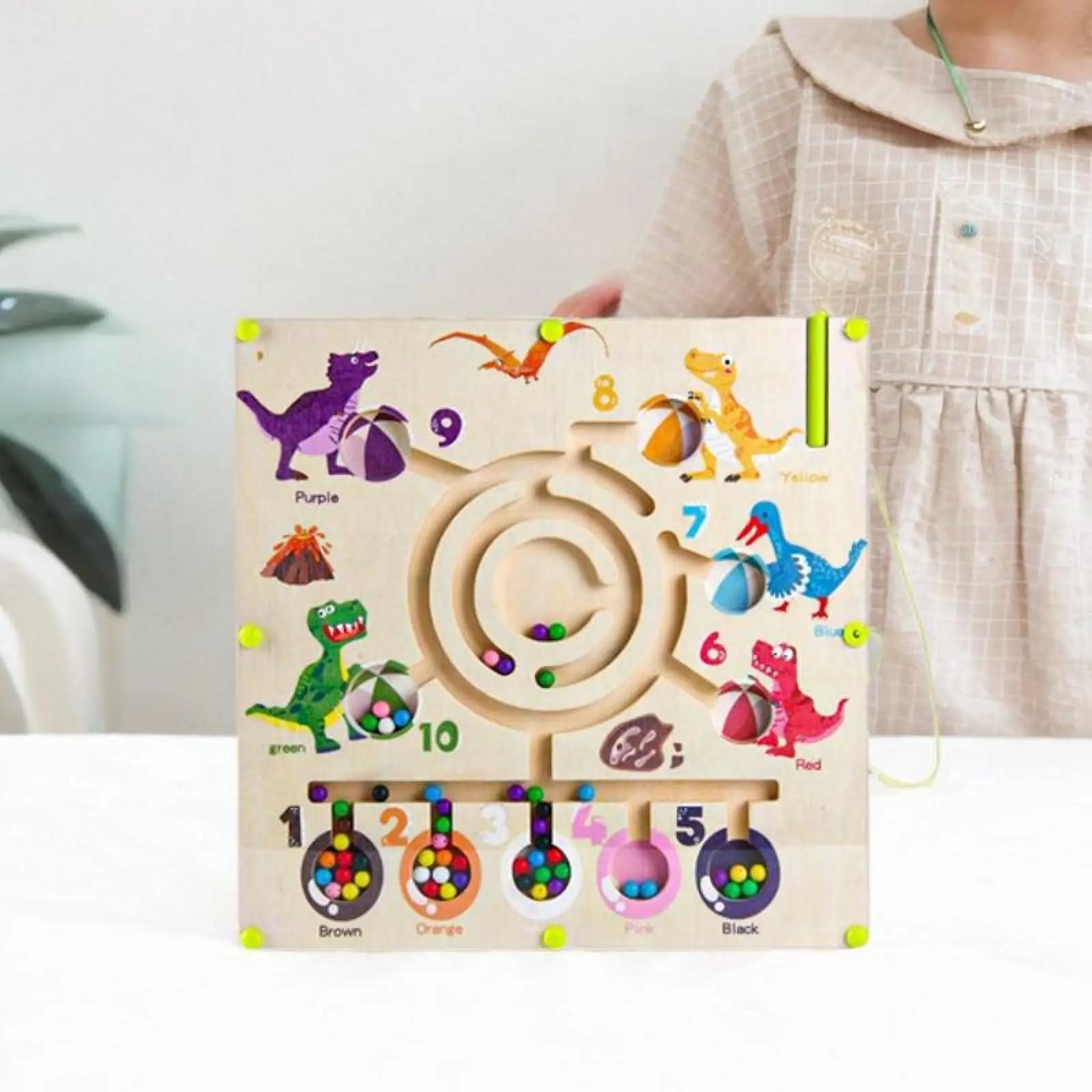 

Wooden Dinosaur Maze Puzzle Color Sorting Game for Family Game Kids