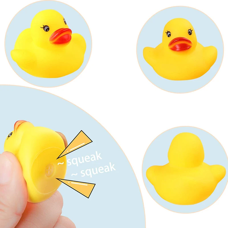 Yellow Rubber Ducks, 50pcs Preschool Bath Toys Bathtub Floating Squeaky Duckies Gift for Baby Shower Infants Kids Toddler Party