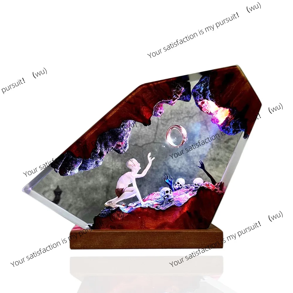 Gollum Power Ring Epoxy Light Dark Lord Ring Fantasy World Night Light Halloween Gift