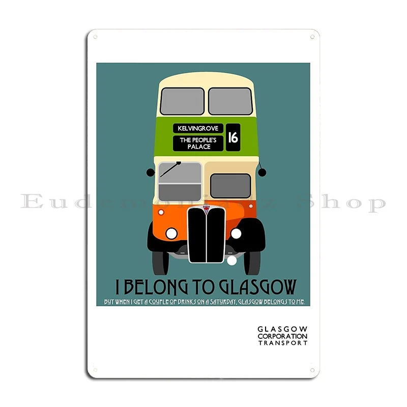 vintage glasgow double decker bus Metal Sign Party Decoration Wall Plaque create Garage Tin Sign Poster