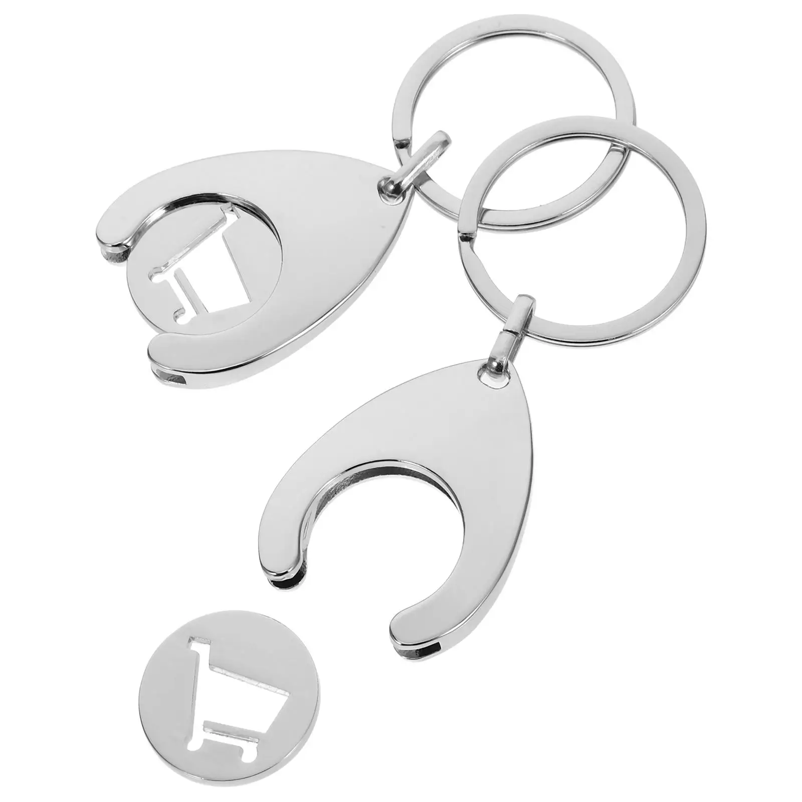 

2 Pcs Shopping Trolley Tokens Stainless Steel Keyring Coin Portable Trolley Remover Keychain Token Pendant Gift Box