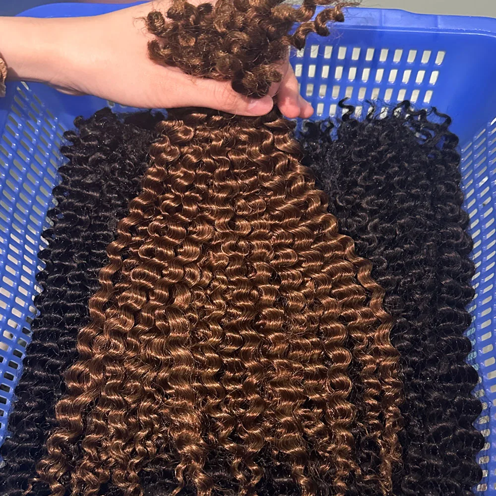 14-18 Inch 30# Medium Auburn Afro Kinky Curly Bulk 100% Human Hair 100g 4B Coily For Twists Locs/for Braiding Twists Dreadlocks 2 3 4 PCS Remy Human Hair Extensions