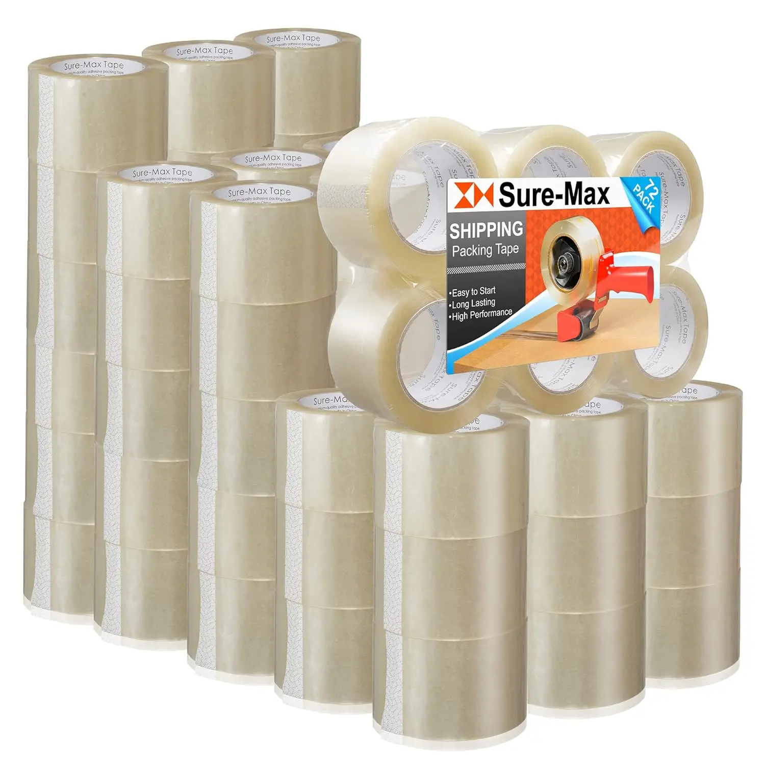 

72 Rolls Extra-Wide Shipping & Packing Tape (3" x 110 yard/330' Each) - Moving & Adhesive Carton Sealing - 2.0mil Clear