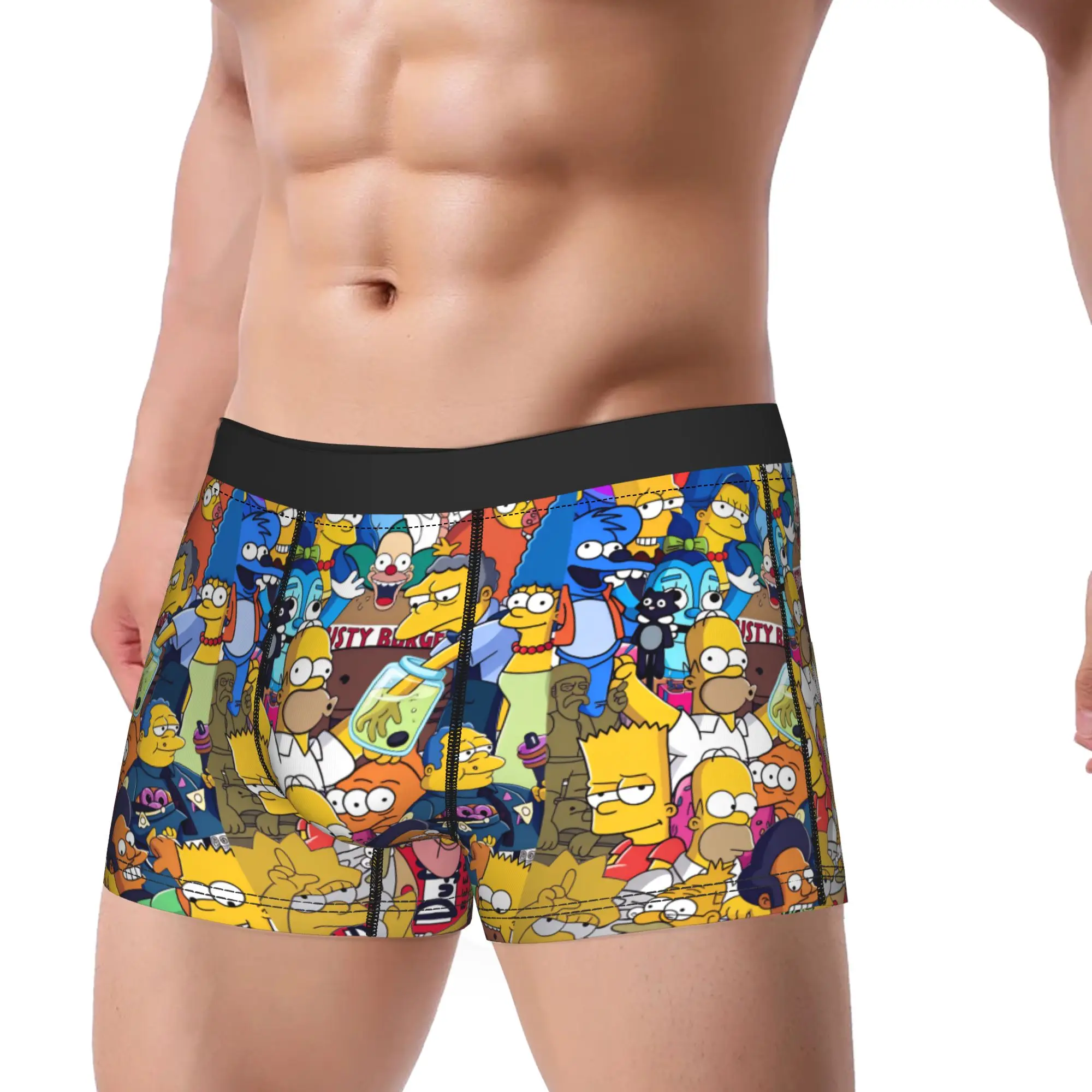 Homer S-Simpsons And Friends Meme Trunk  3D Pouch Underwear Quality Printing Shorts Briefs Breathable Males Panties Plus Size