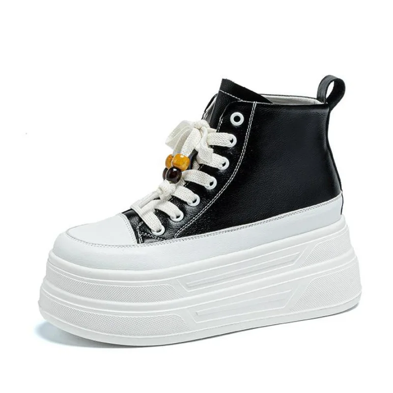 

Женские кроссовки на платформе 7 см, высокие туфли, ботильоны на танкетке, женская повседневная обувь, белые кроссовки, прогулочная обувь