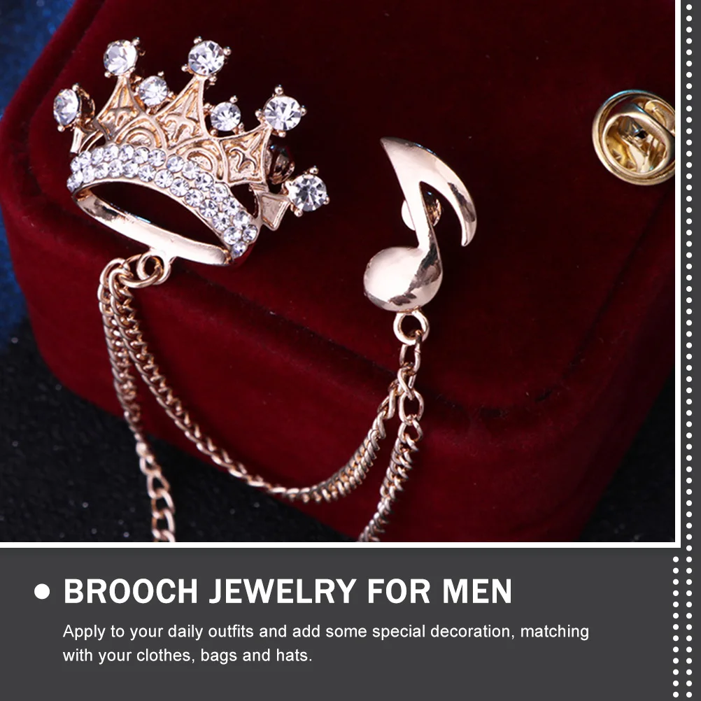 

2pcs Fringe Chain Brooches For Men Rhinestone Brooch Collar Chain Lapel Pin Suit Accessories Tassel Brooch Jewelry Scarf Clip