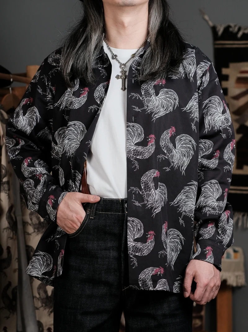 

Special Offer Men's Long Sleeve Shirt Cotton Lyocell Fabric Chicken Pattern Iron Free Polyester Youth Fashion Autumn Wear