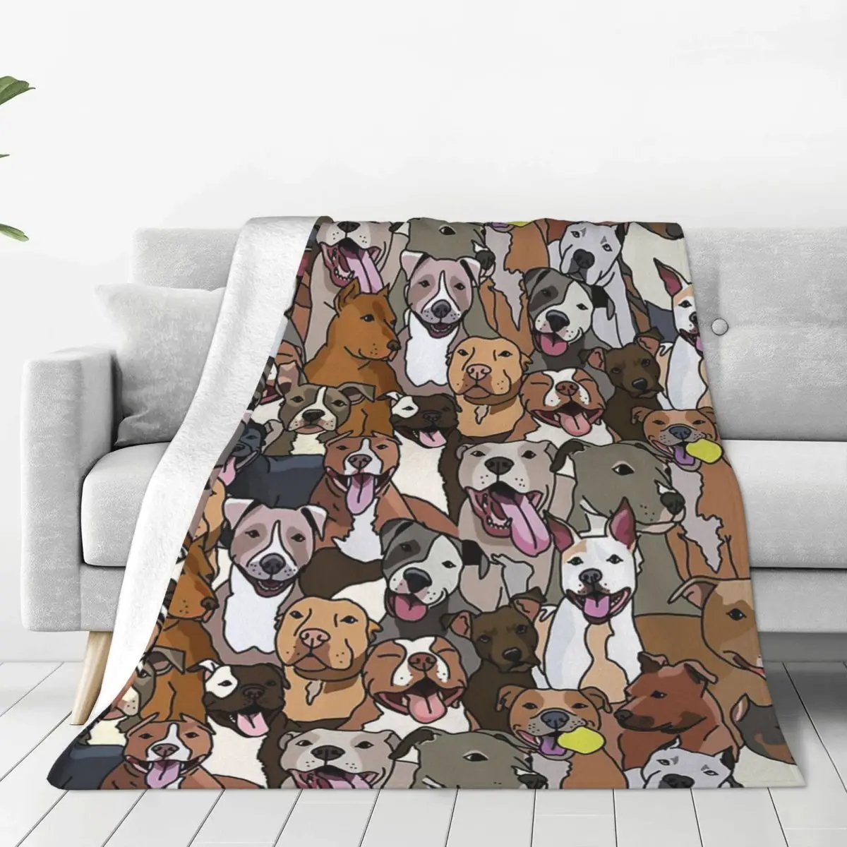 Pitbull Dog Pattern All The Mutts Blankets Fleece Multi-function Sofa Throw Blankets For Couch Bedding  Throws Bedspread Quilt