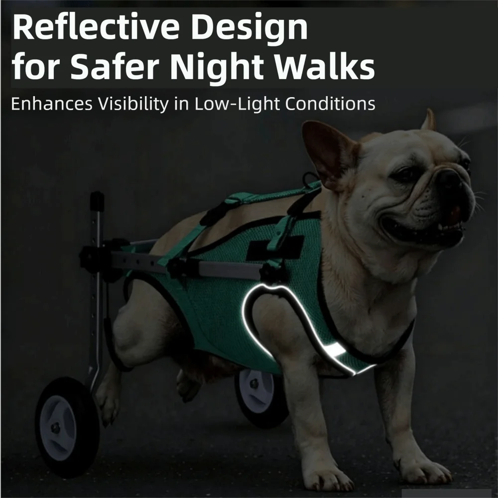 Reflective Strips Pet Dog Wheelchair Portable Lightweight Elderly Dogs Mobility Aid Comfortable Stable Hind Leg Support Cart