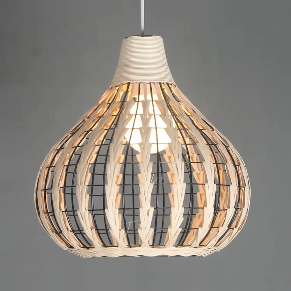 JOYINLED Southeast Style Rattan Pendant Light Shade Round Shade Hanging Lamp for Home Kitchen Island Restaurant E27 Chandeliers