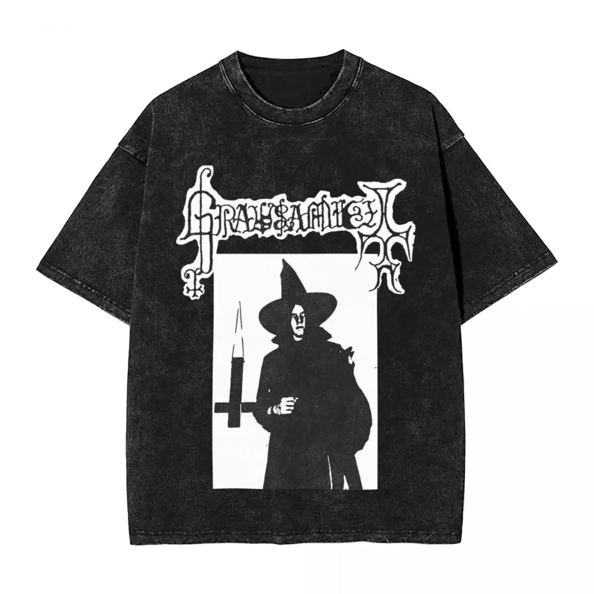 Grausamkeit Black Metal Satan Washed T Shirt Male Germany Music Group Cotton T Shirts Summer Tees Loose Oversized Tops