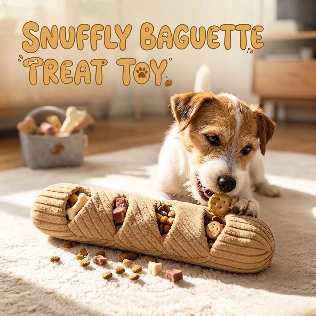 Baguette-förmiges Schnüffelspielzeug für Hunde, Quietschendes Plüsch-Puzzle, Leckerli-Spender, IQ-Förderung, Beschäftigung, Reduziert Langeweile für kleine und mittelgroße Hunde – Detail 1