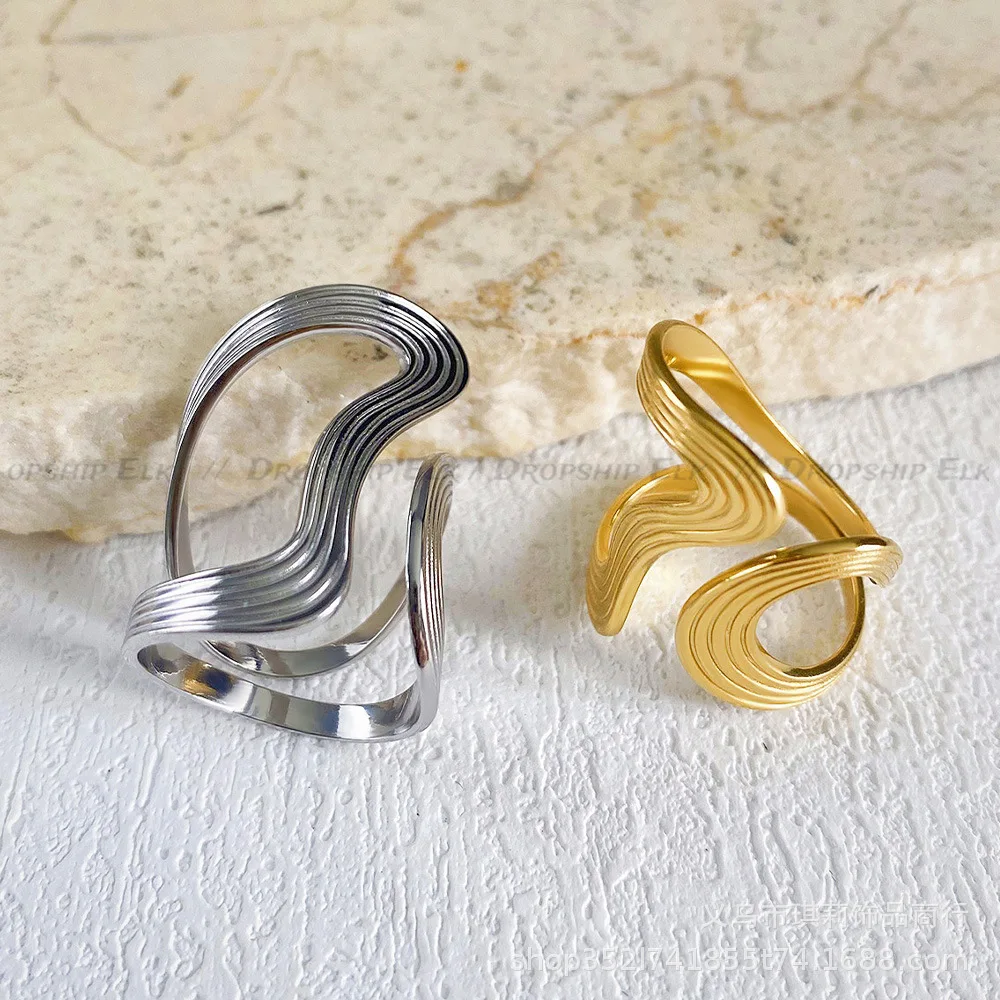 Youthway design personalizado forma rosqueada abertura anel de dedo nova declaração irregular jóias de metal à prova de ferrugem à prova dwaterproof água