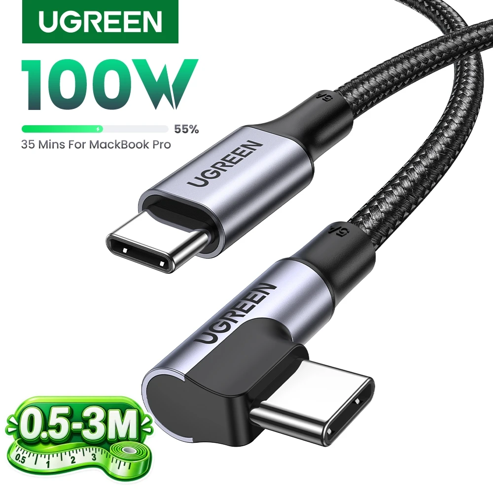 Ugreen usb tipo c para usb c cabo 100w para iphone 17 16 macbook samsung s25 s24 5a carregamento rápido qc 4.0 USB-C tipo c cabo de jogos