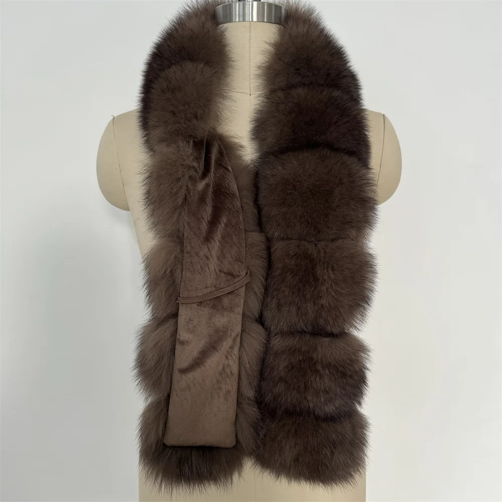 المرأة الفاخرة الدافئة ريال فوكس الفراء شال الشتاء السيدات أفخم وشاح يلتف الأوشحة كيب طويل