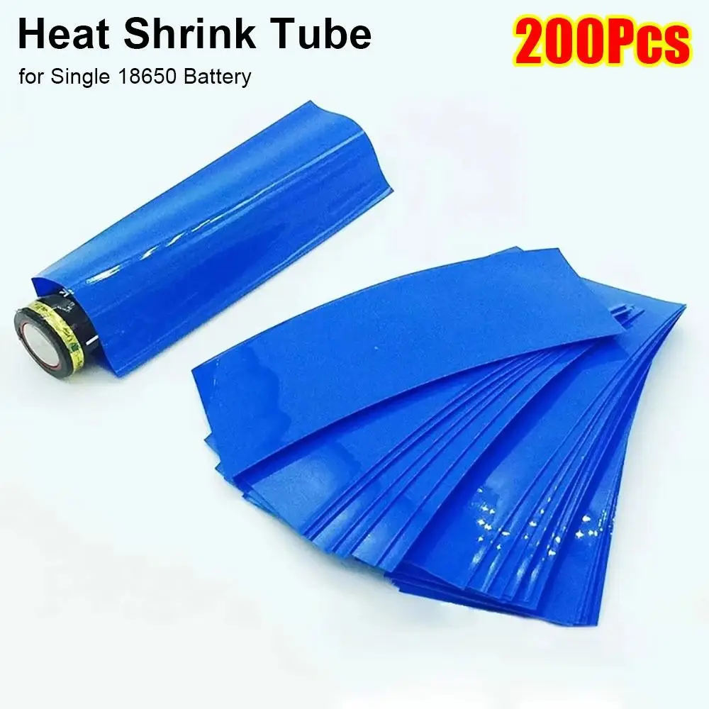

200Pcs/Pack Li-ion Wrap Heat Shrink Tube Single 18650 Battery PVC Shrinkable Film Flat Tape Sleeves