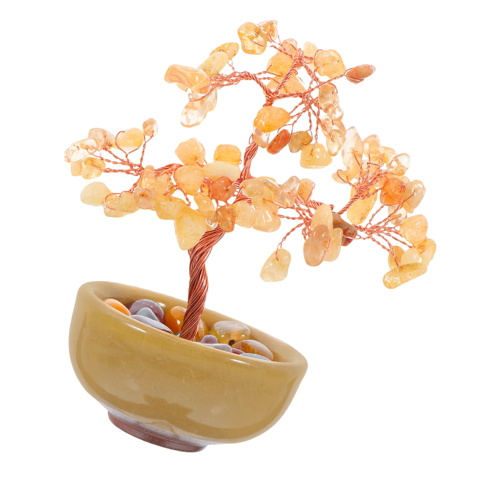 

Crystal Crafts Pink Chakra Healing Feng Shui Energy Showpiece Home Car Decoration Bonsai Money Tree Handmade