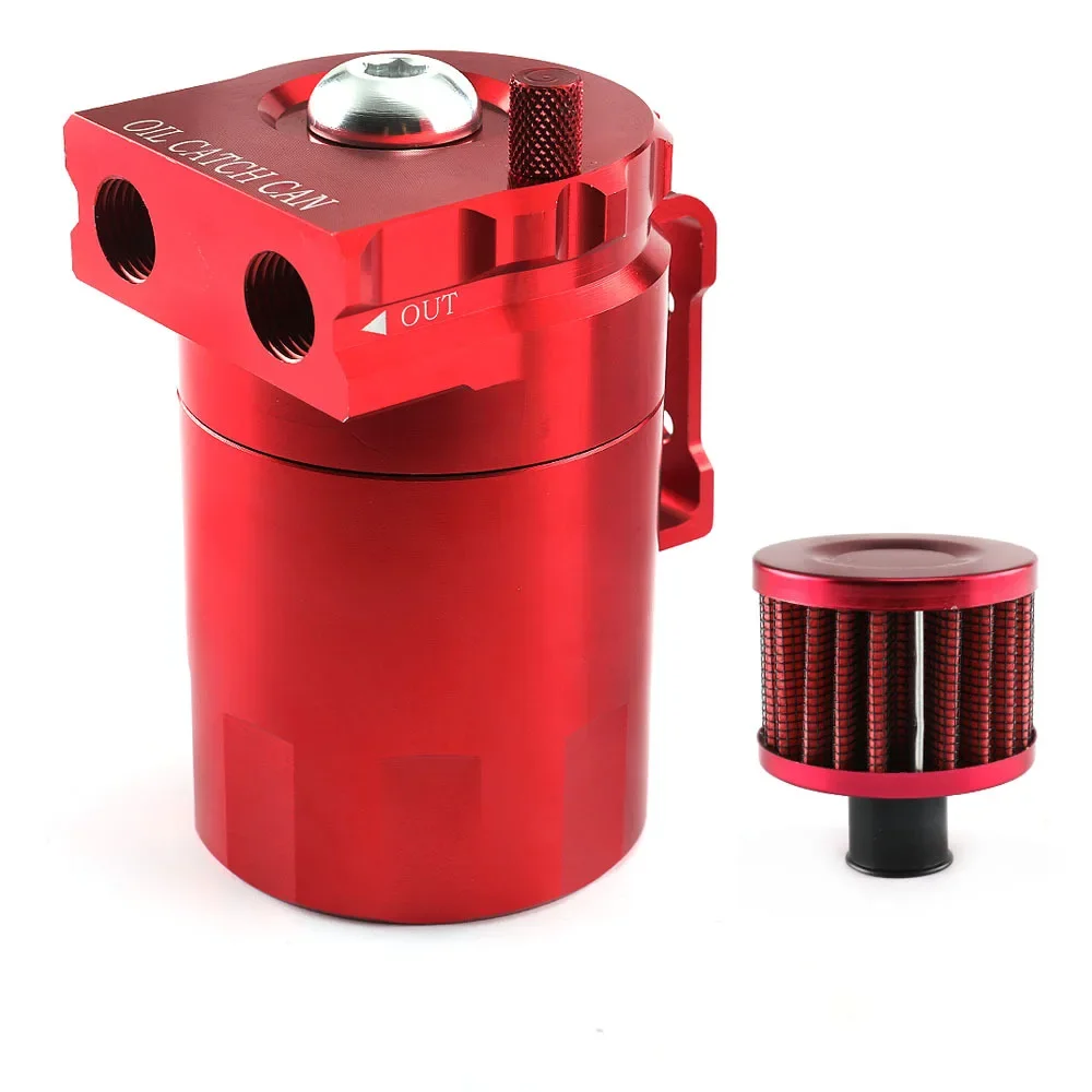 Aluminum Reservoir Tank 300ml Air Filter Engine Deputy Tank Oil Catch Can with Breather Aluminum Compact Dual Cylinder