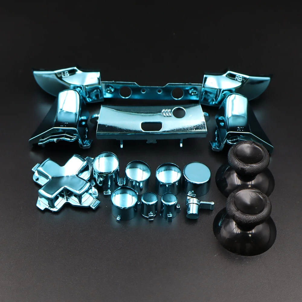 Xbox One S 핸들 D패드 ABXY 트리거 그립 스틱 부품 풀 크롬 버튼 교체용 (Xbox One S 슬림 컨트롤러용) 1세트