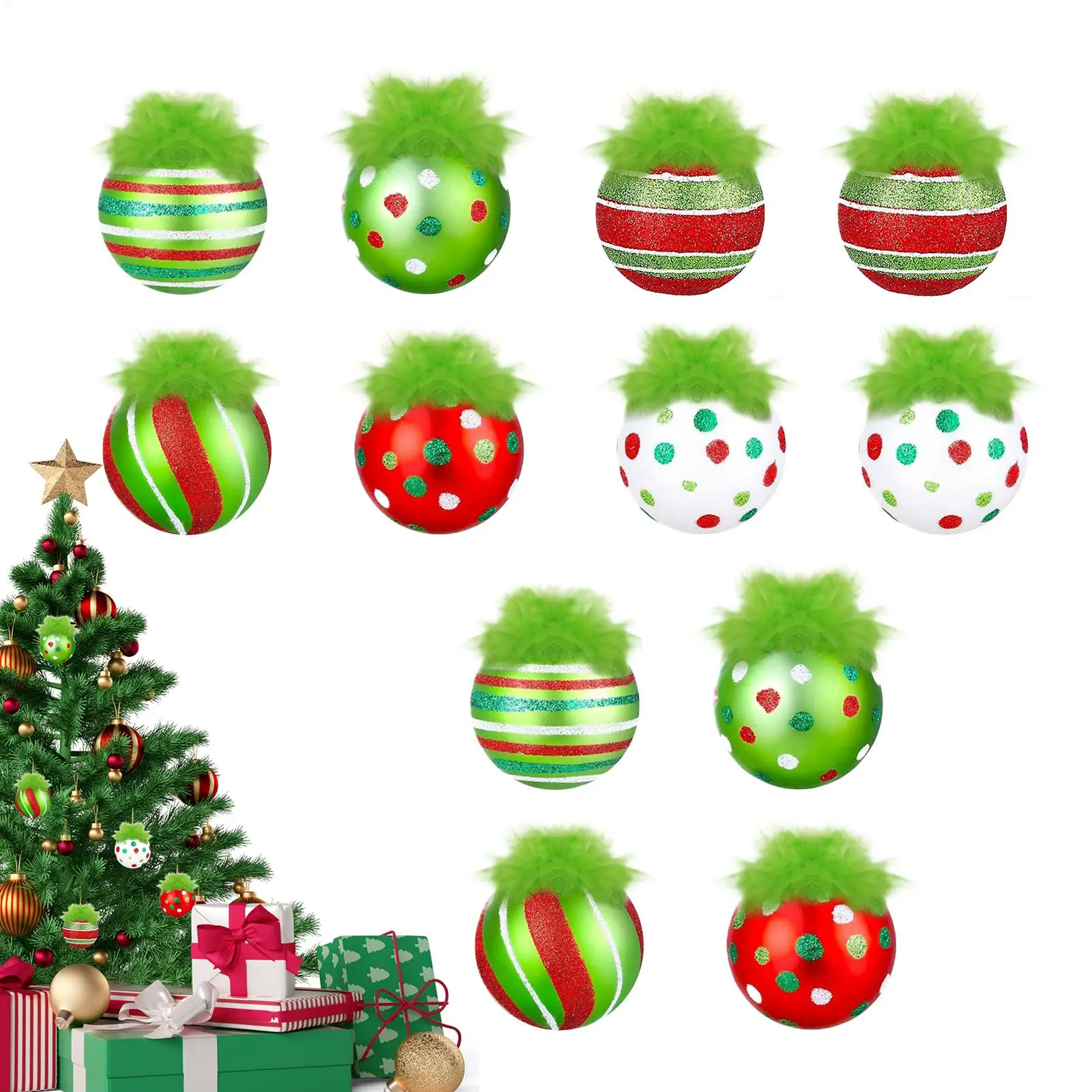 

12 шт. 6 см рождественские украшения пушистый зеленый блестящий шар подвесные украшения для вечеринки Рождество дома новогодние подарки декор Navidad