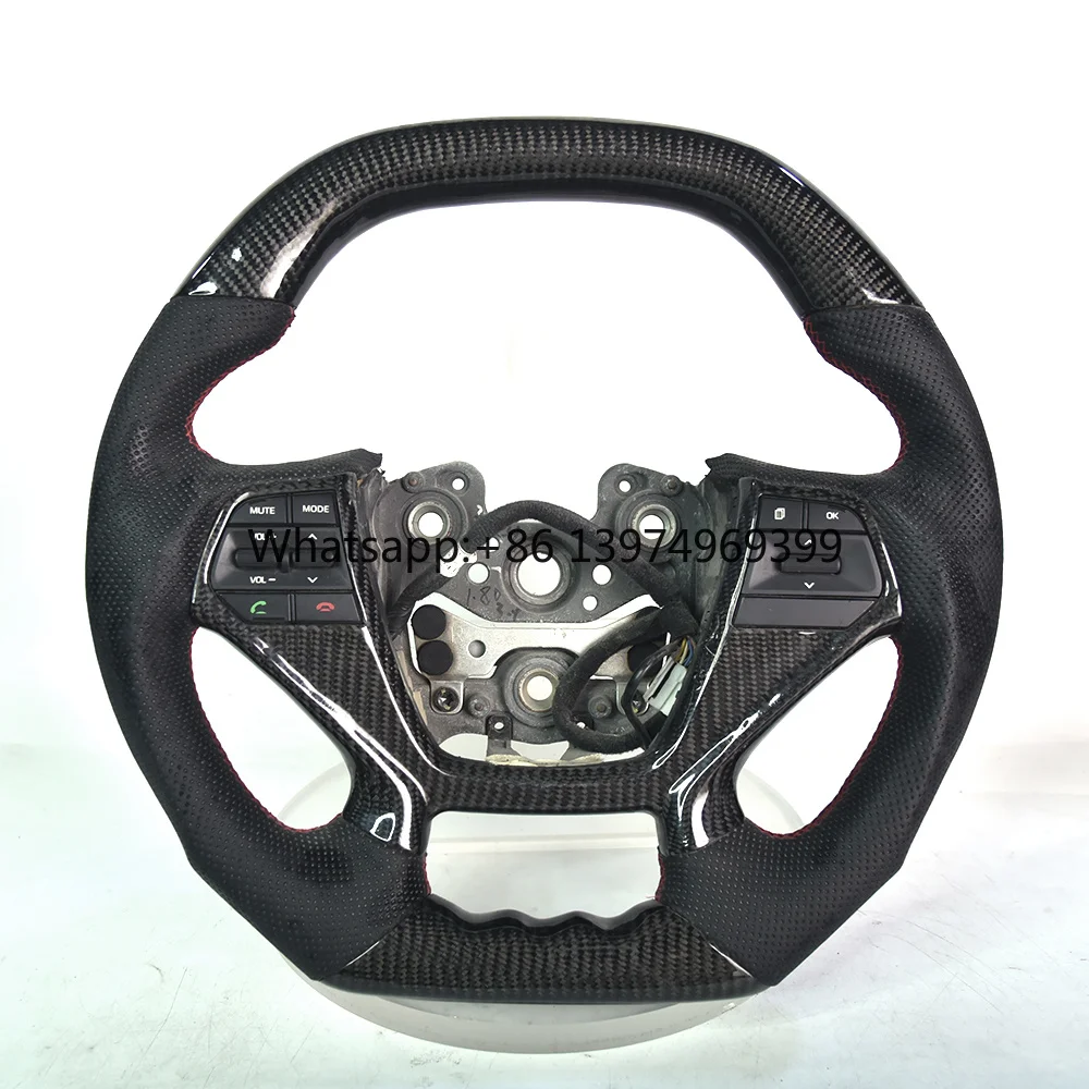 For Hyundai KX5 IX35 I30N Leading Motion Fiesta Sonata 9th Generation Forged Carbon Fiber Peach Wood LED Steering Wheel in Stock