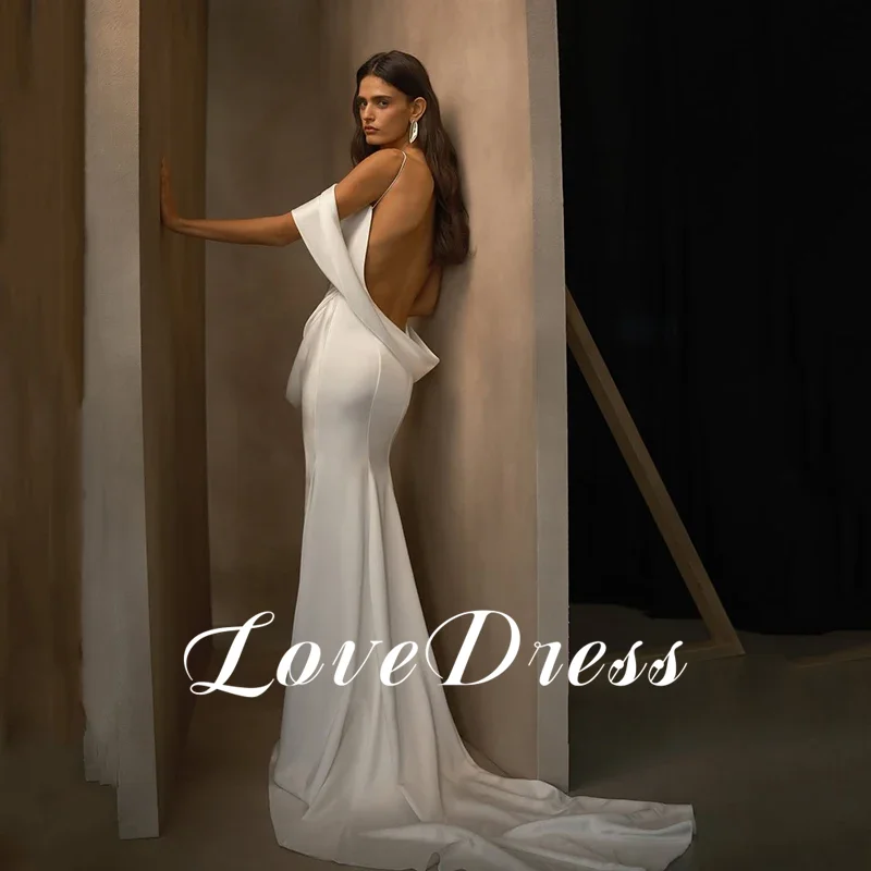 Love Boho Stain Sheath Ivory Bridal Gowns Simple Spaghetti Straps Strapless Floor Length Sexy Backless 2026 Wedding Dresses