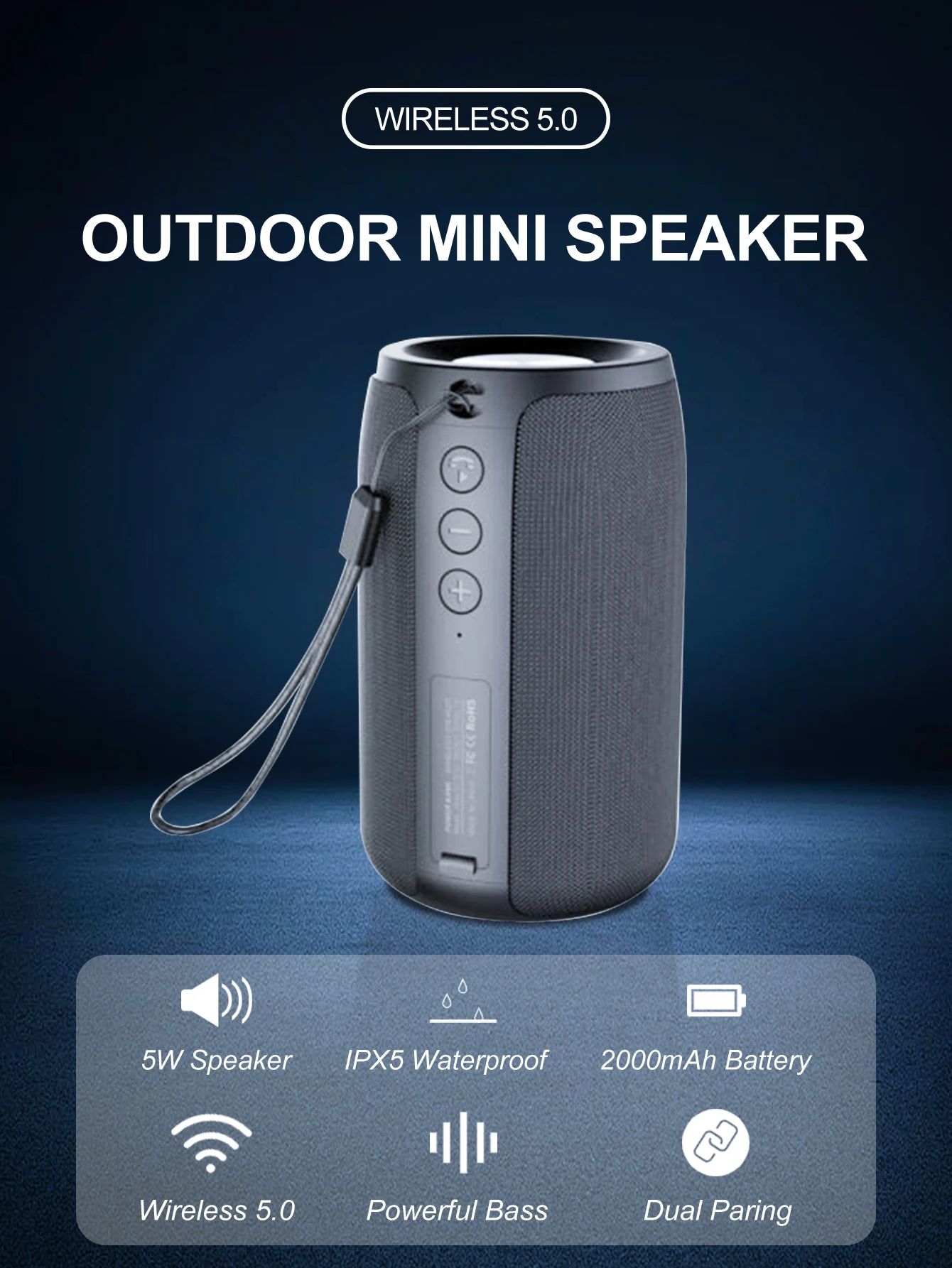 S32 Wireless Bluetooth Speaker Portable HIFI Stereo Subwoofer with Microphone For Outdoor Traveling Hiking Camping