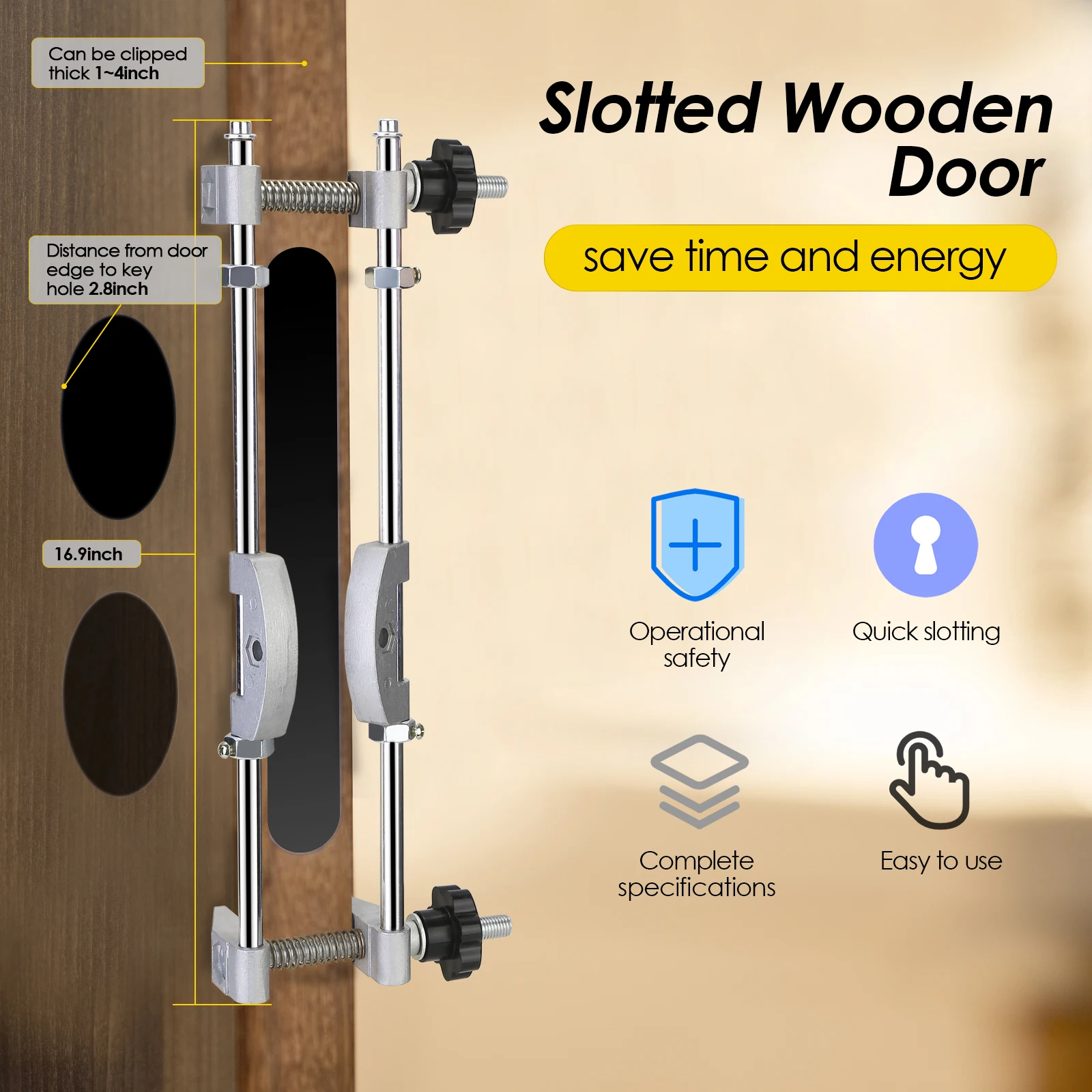 Wooden Door Lock Hole Opener Kit Lock Mortiser Slotter Jig Key Hole Drilling Guide Installation Lock Hole Locator