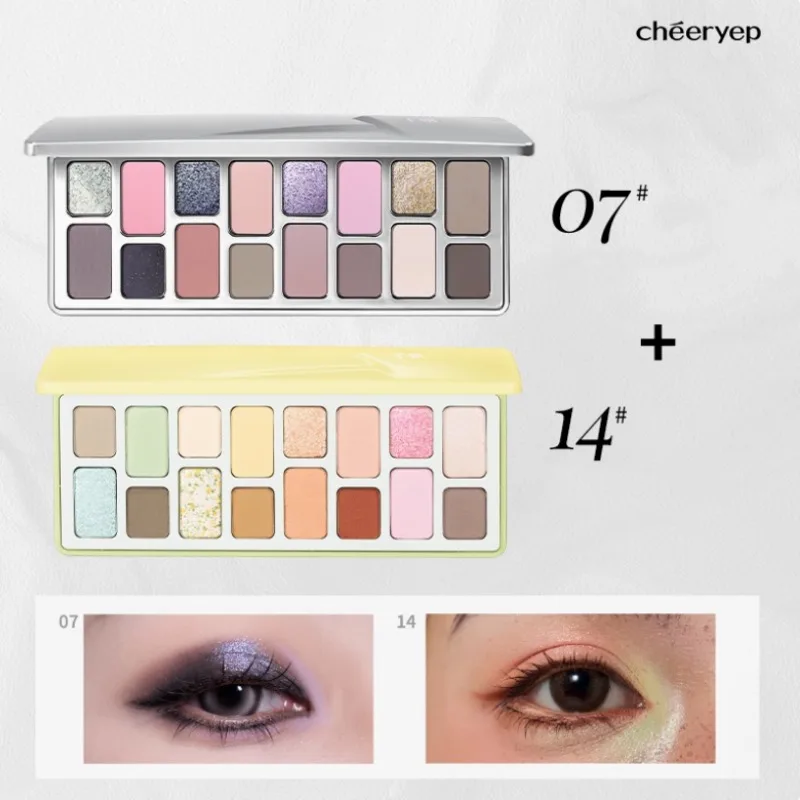 Chéeryep 16-Farben-Lidschattenplatte, Make-up, glitzernde Lidschatten-Palette, tägliches Make-up, neues mehrfarbiges, mattes, schimmerndes Finish, 1 Paar