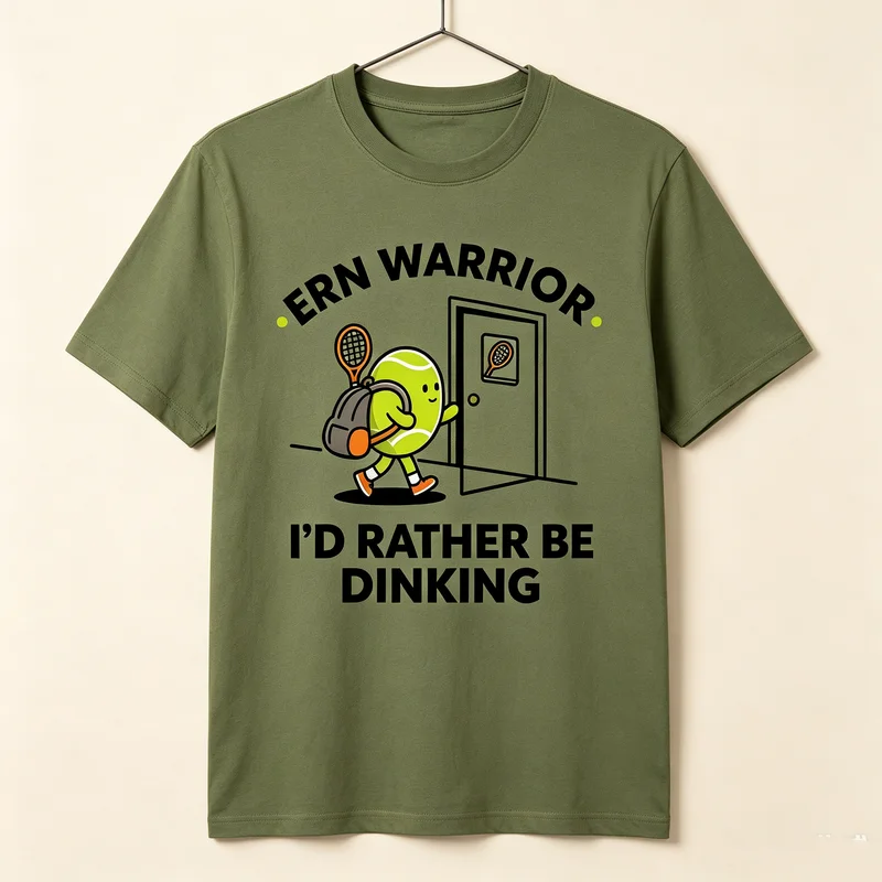 Pickleball T-Shirt Ern Warrior I'd Rather Be Dinking Funny Vintage Retro Graphic Tee for Men Women Casual Streetwear Gift