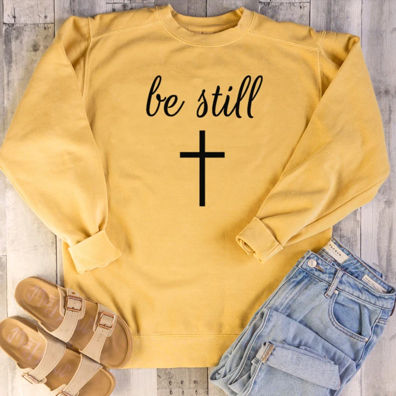 

Women Hoodies Grunge Tumblr Hipster Sweatshirt Graphic Christian Spring Autumn Pullovers Letter Top Be Still