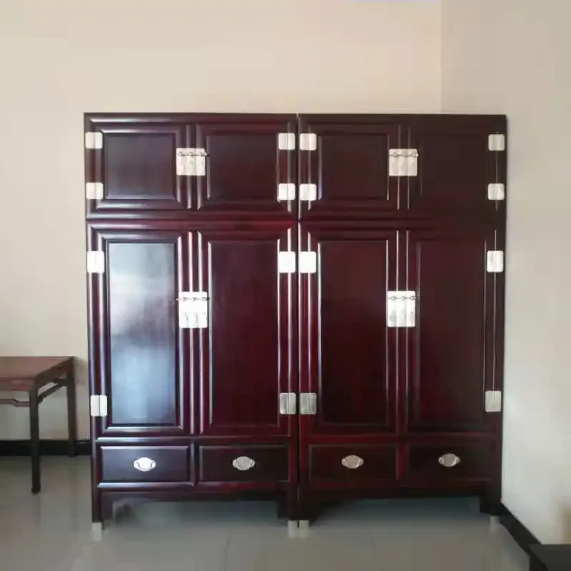 خزانة صينية 4 أبواب ملابس ذات سعة كبيرة أثاث الماهوجني #5