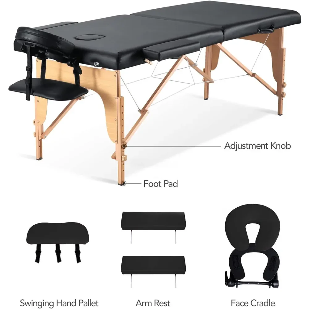 Portable Massage Table Professional Massage Bed Wide 35 Height Adjustment SPA Bed Facial Bed Tattoo Table with Accessories