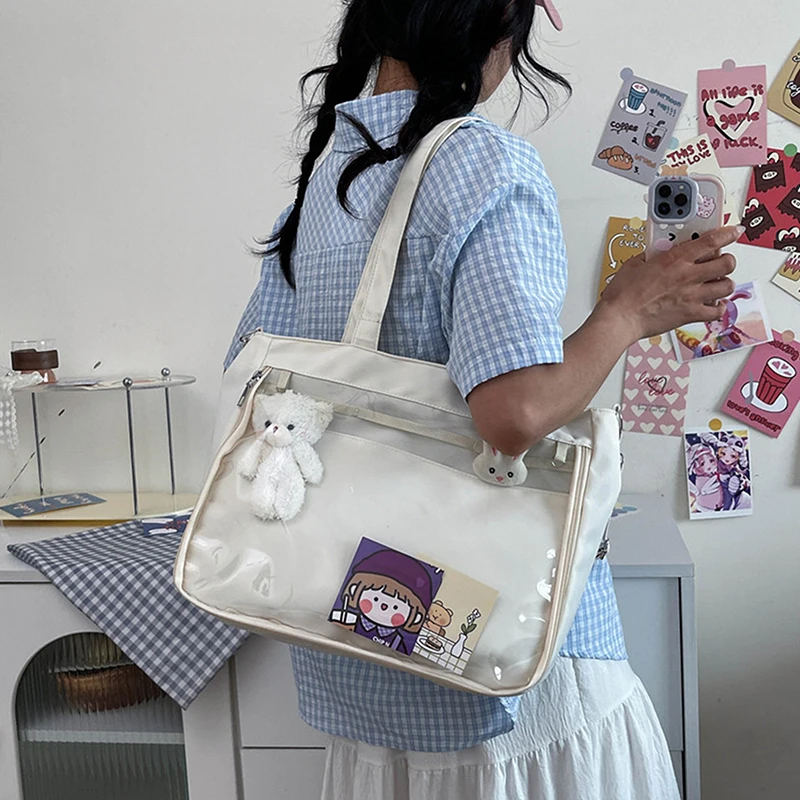 Kawaii Middelbare School Tienermeisjes Jk Tas Grote Nylon Tas Pvc Transparant Itabag Harajuku Stijl Schoudertas