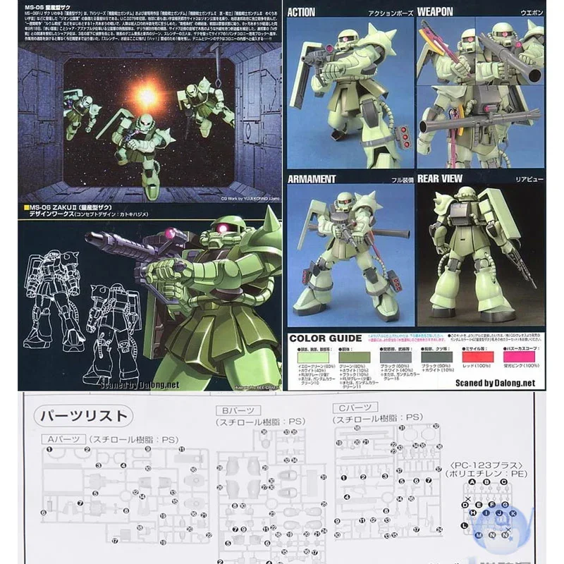 [In Stock]Original Bandai Assembled  HG MS-06 Zaku II 1/144 Gundam Mobile Suit Plastic Gundam Action Figure  Gifts