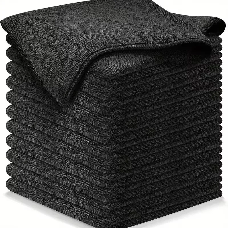 1/10PCS Black Ultrafine Fiber Kitchen Towel Dish Household Rag Car Cleaning Polyester Cotton Quick Dry Duster Cloth Scouring Pad