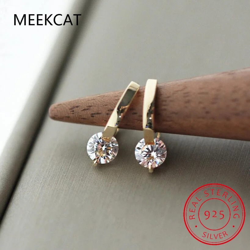 Kolczyki na kółkach srebrne 925 błyszczące 6.5mm 1CT kolczyki Moissanite z certyfikatem dla biżuteria ślubna na prezent zakochanek