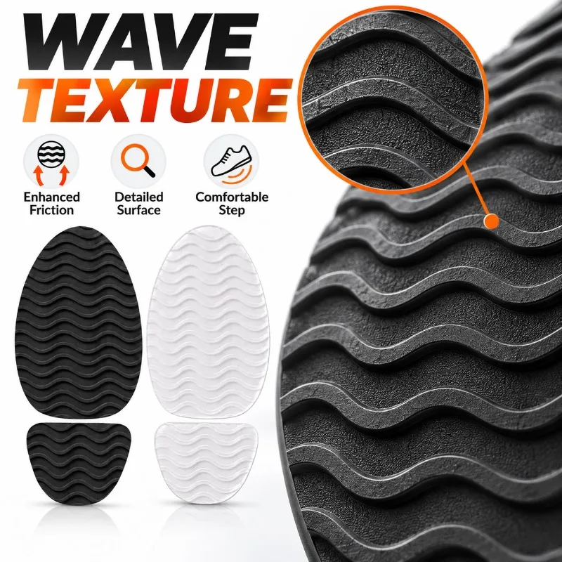 Rubber Shoe Sole Protector Pads, Wear-Resistant Non-Slip Self-Adhesive Forefoot Cushion for Women & Men High Heel Shoes Pair