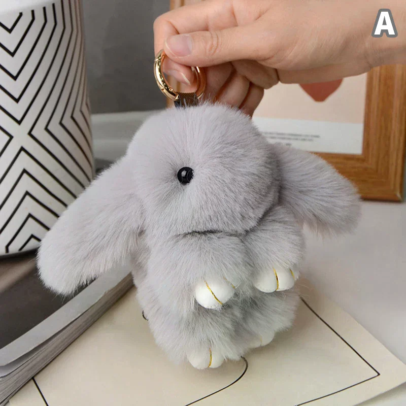 15cm 토끼털 키체인 여성 가방 자동차 키 체인 펜던트 장식품 가방 액세서리 선물