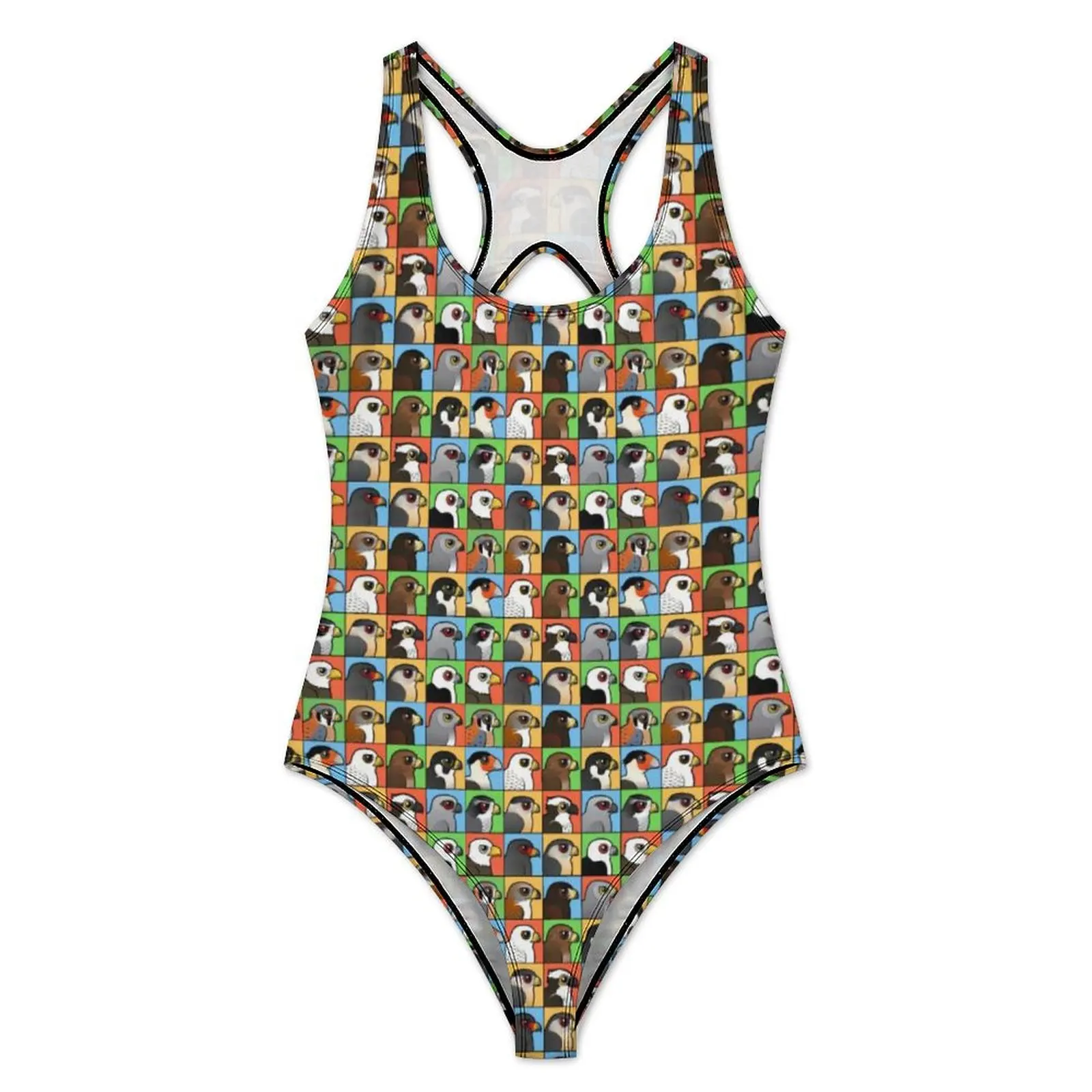 Cartoon Eagle Swimsuit Lots Of Eagles Birdorable Raptors One Piece Swimwear Push Up Stylish Monokini Sexy Rave Graphic Swimsuits