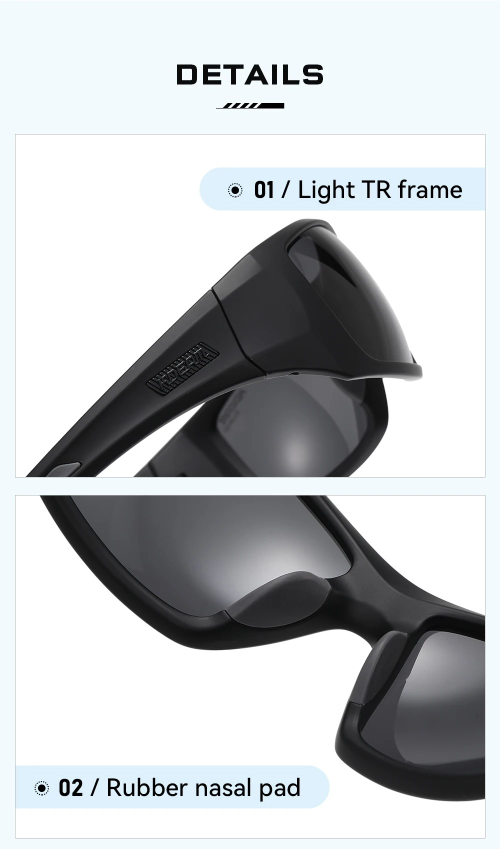 Kdeam Herren Fahrrads onnen brille polarisiert große Elastizität von tr90 Material Reit sonnenbrille 1,2mm Dicke Polarisation gläser – Detail 8