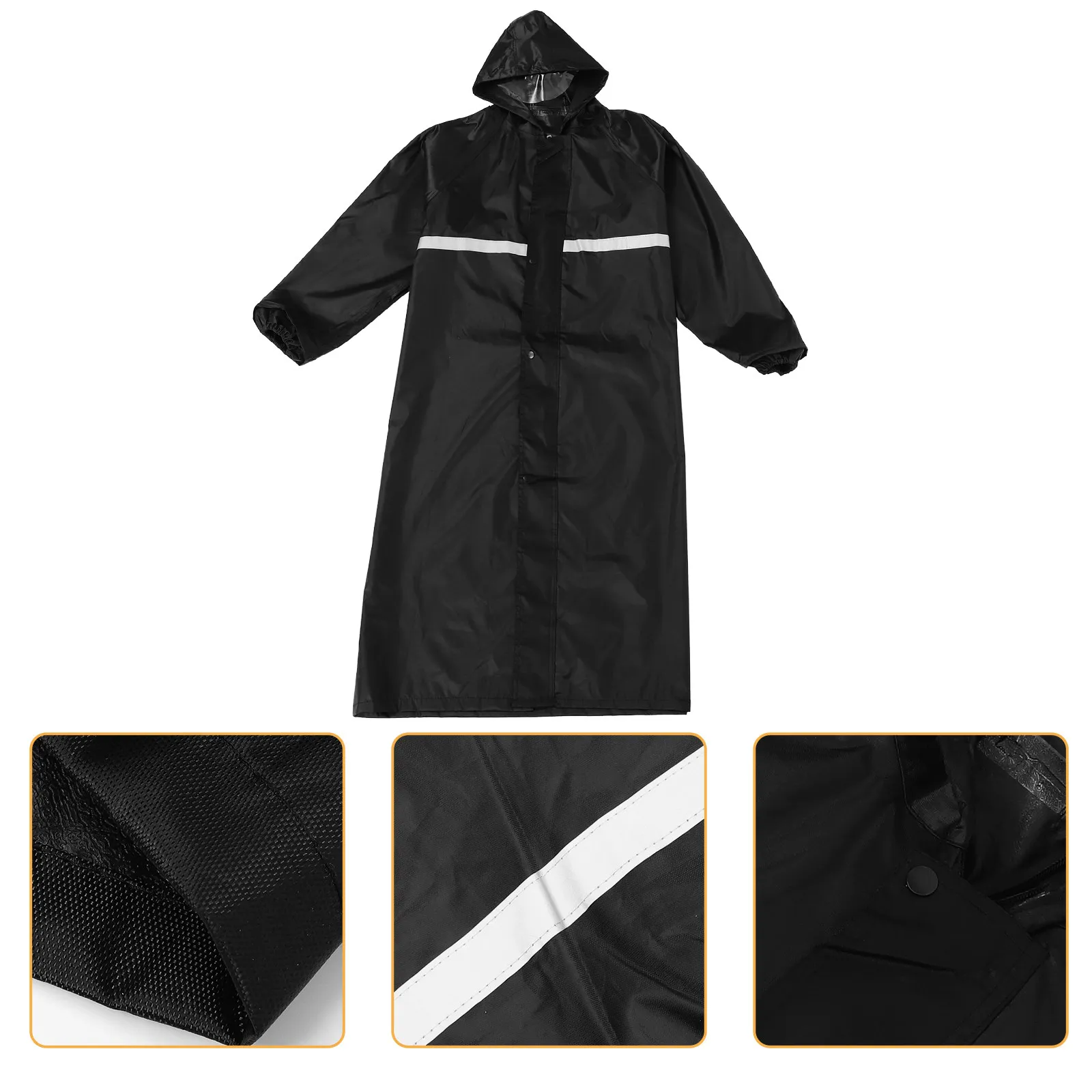 1Pcs Xxxl Black Labor Insurance Raincoat Thick Waterproof Windbreaker Reflective Rainwear for Outdoor Raincoat